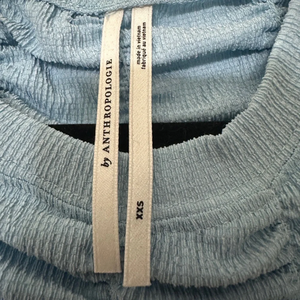 Anthropologie Light Blue Textured Crop Top - Picture 2 of 7